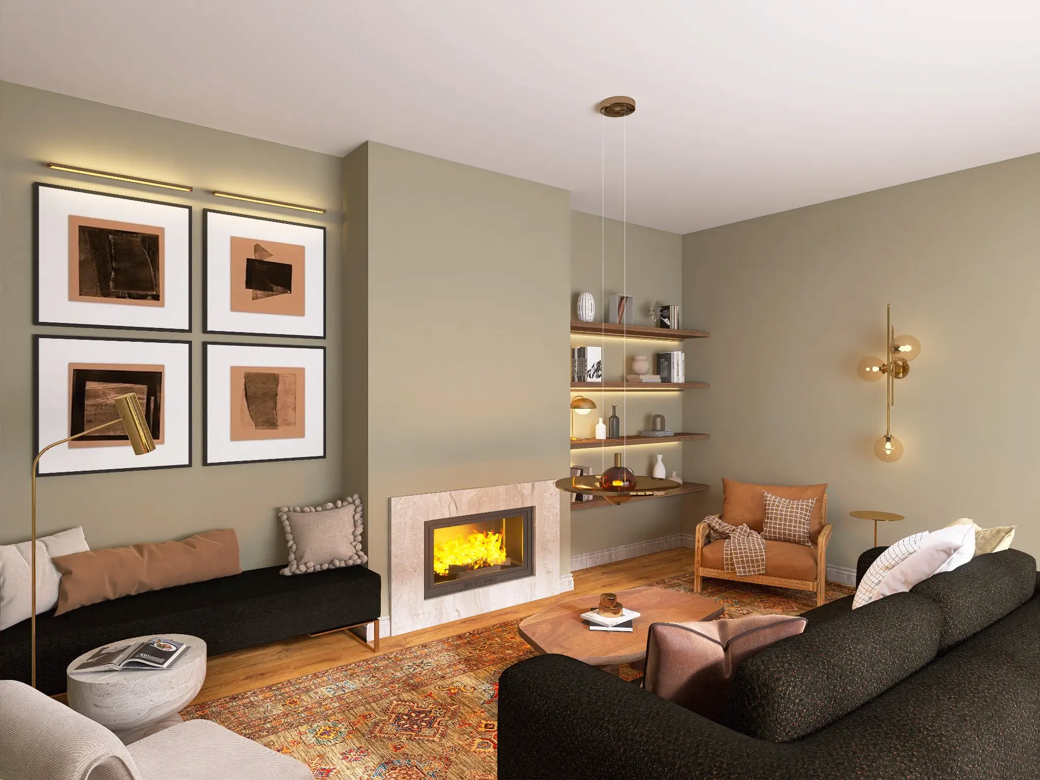 The Snug, a warm family room designed by Rachael for clients in Atlanta